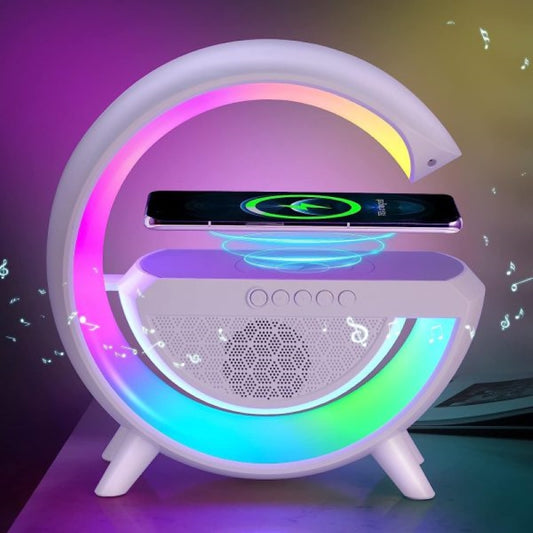 RGB Light Table Lamp with Wireless Charger in G-Shaped Design